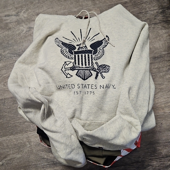 Champion Us Navy Military Gray Crewneck Sweater with Classic Design - Picture 1 of 3